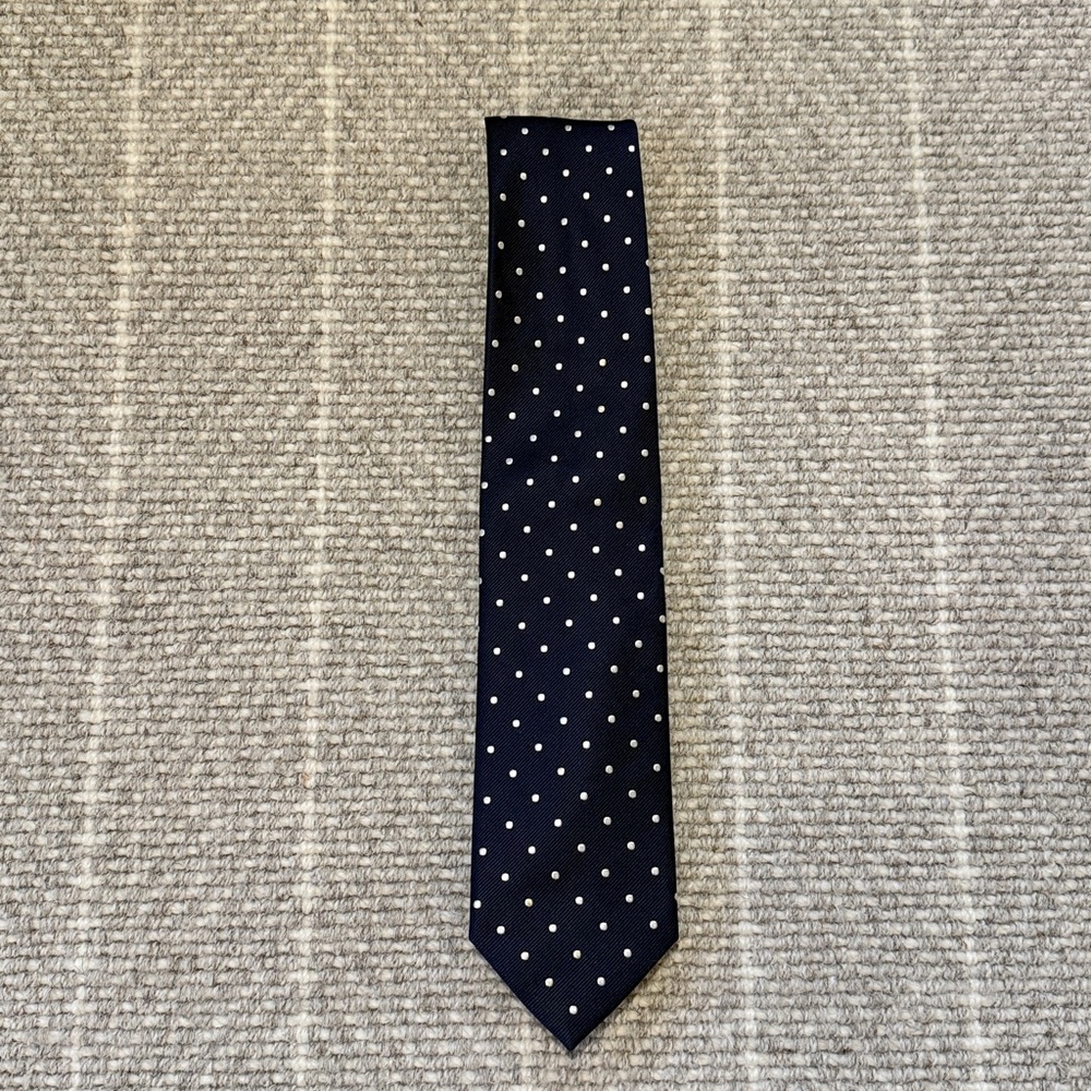 J. Crew Factory Navy and White Polka Dot Men's Tie LIKE NEW